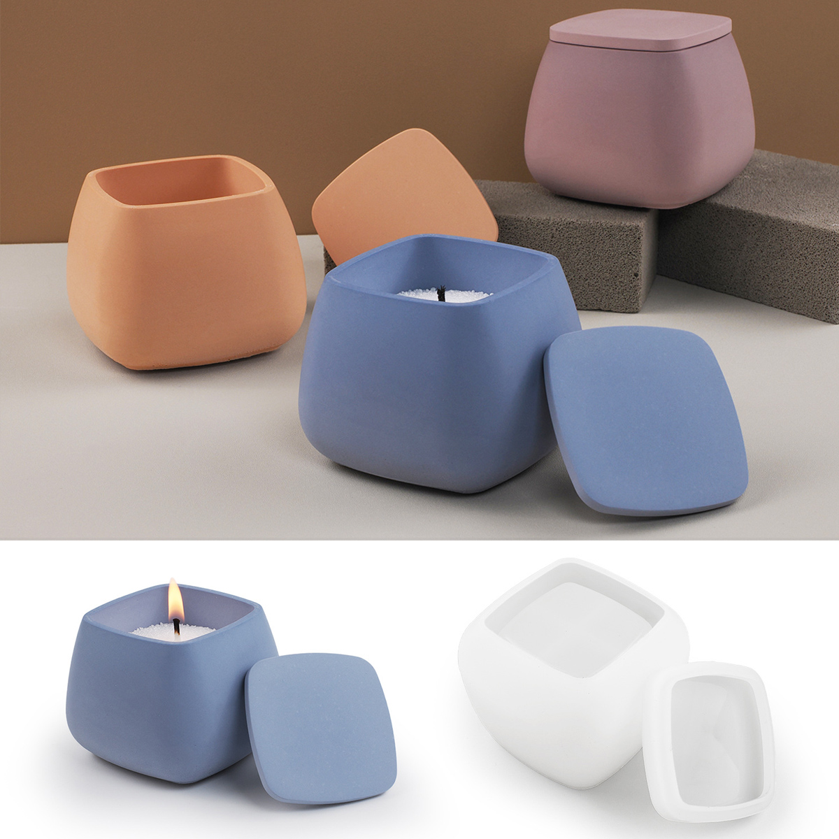 Square Candle Jar Silicone Mol - огляд і ціна Candle Making Jars With Lids