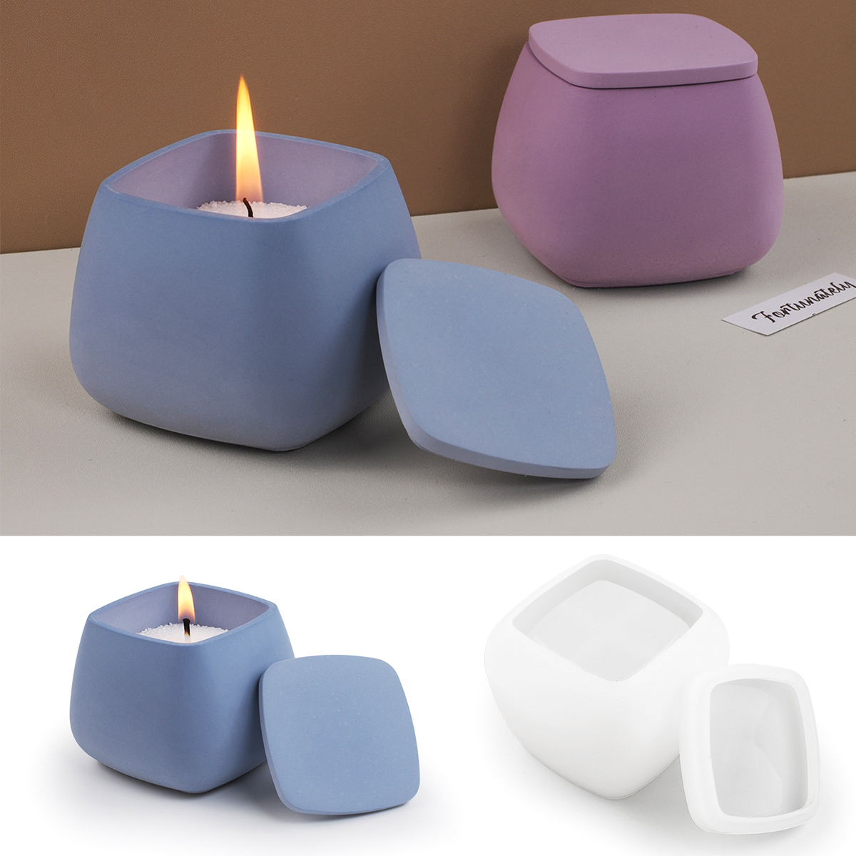 Square Candle Jar Silicone Mol - огляд і ціна Candle Making Jars With Lids