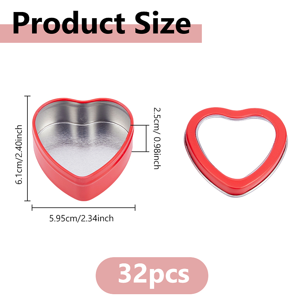 32Pcs 2 OZ Heart Shaped Metal  - огляд і ціна Candle Making Jars With Lids