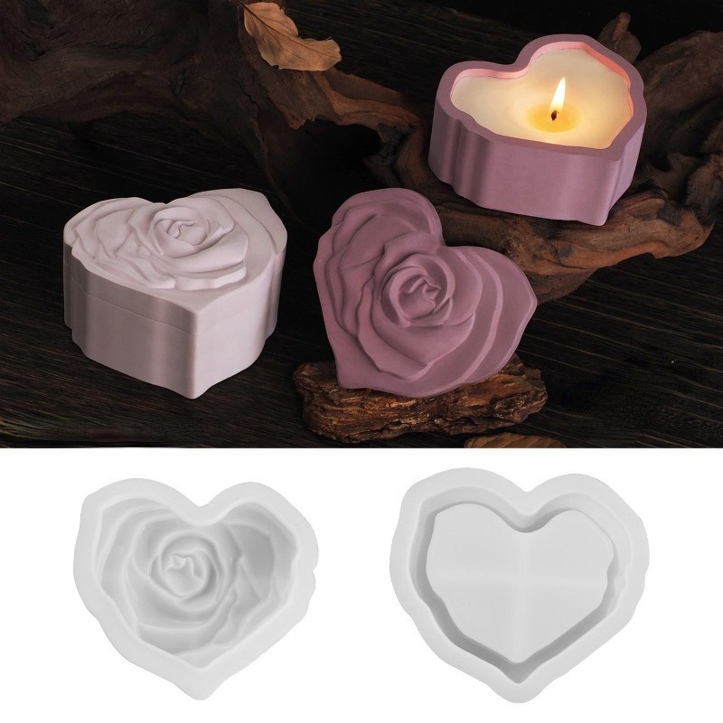 Heart Shape Rose Silicone Mold - огляд і ціна Candle Making Jars With Lids