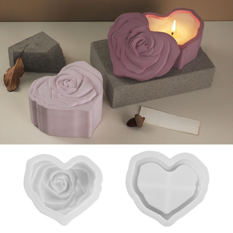 Heart Shape Rose Silicone Mold - огляд і ціна Candle Making Jars With Lids