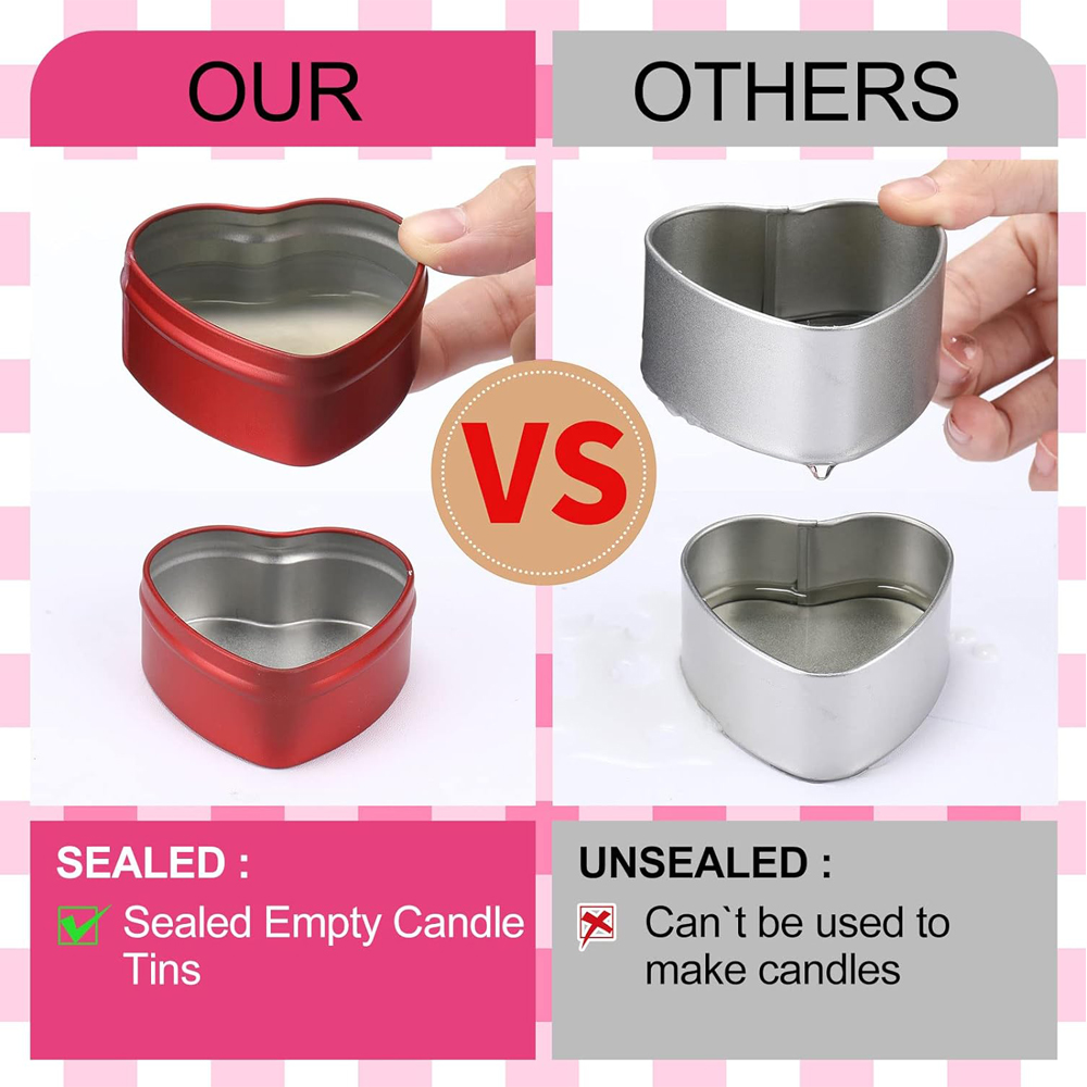 2 oz Heart Shaped Metal Tins w - огляд і ціна Candle Making Jars With Lids