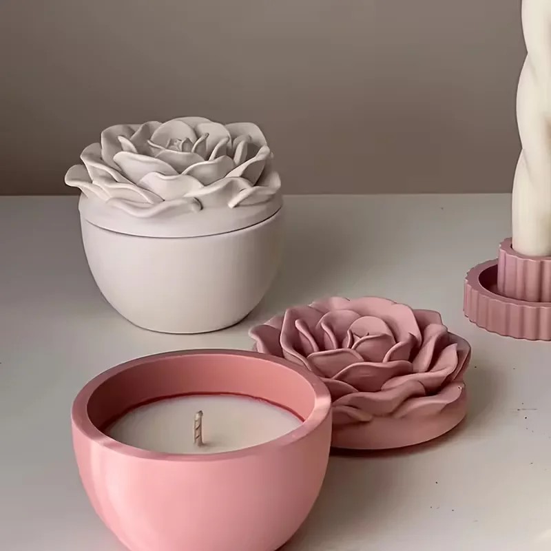 top quality 3d rose flower can - огляд і ціна Candle Making Jars With Lids