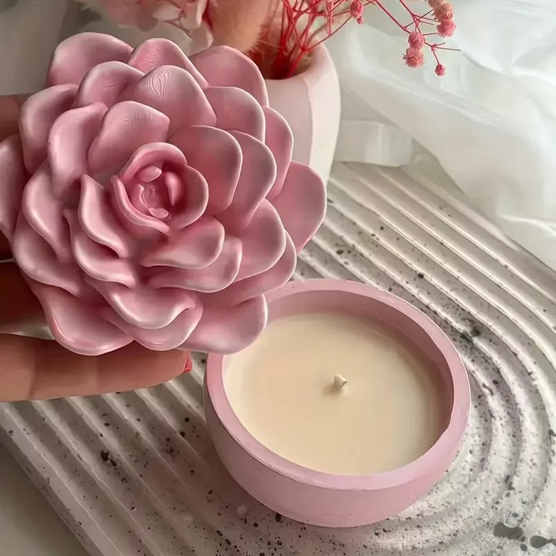 top quality 3d rose flower can - огляд і ціна Candle Making Jars With Lids