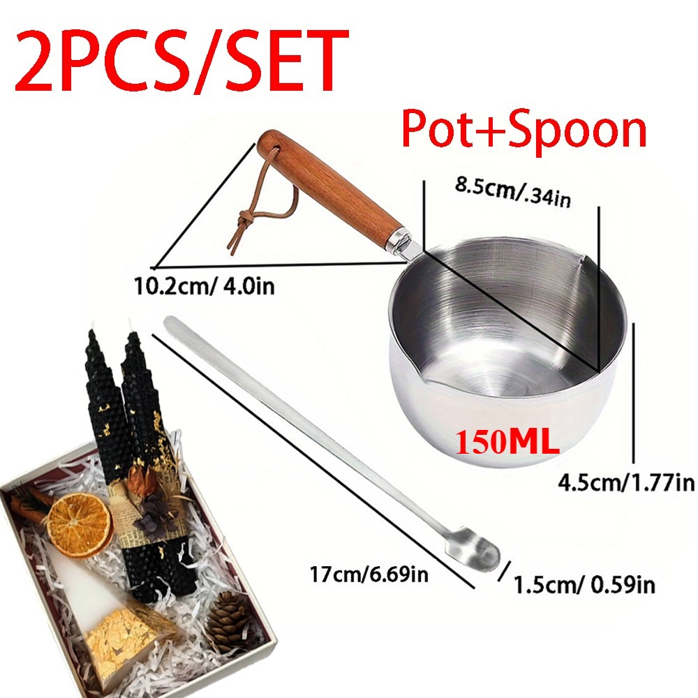 2PCS/SET Wood Handle Wax Melti - огляд і ціна Candle Making Homewood